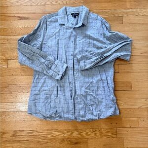 Marc Anthony Casual Light Gray Plaid Button Down Long Sleeve Shirt Men’s XL